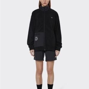 (A11) RAINS Fleece Full zip Jacket, Black, Unisex Size XL, NWT